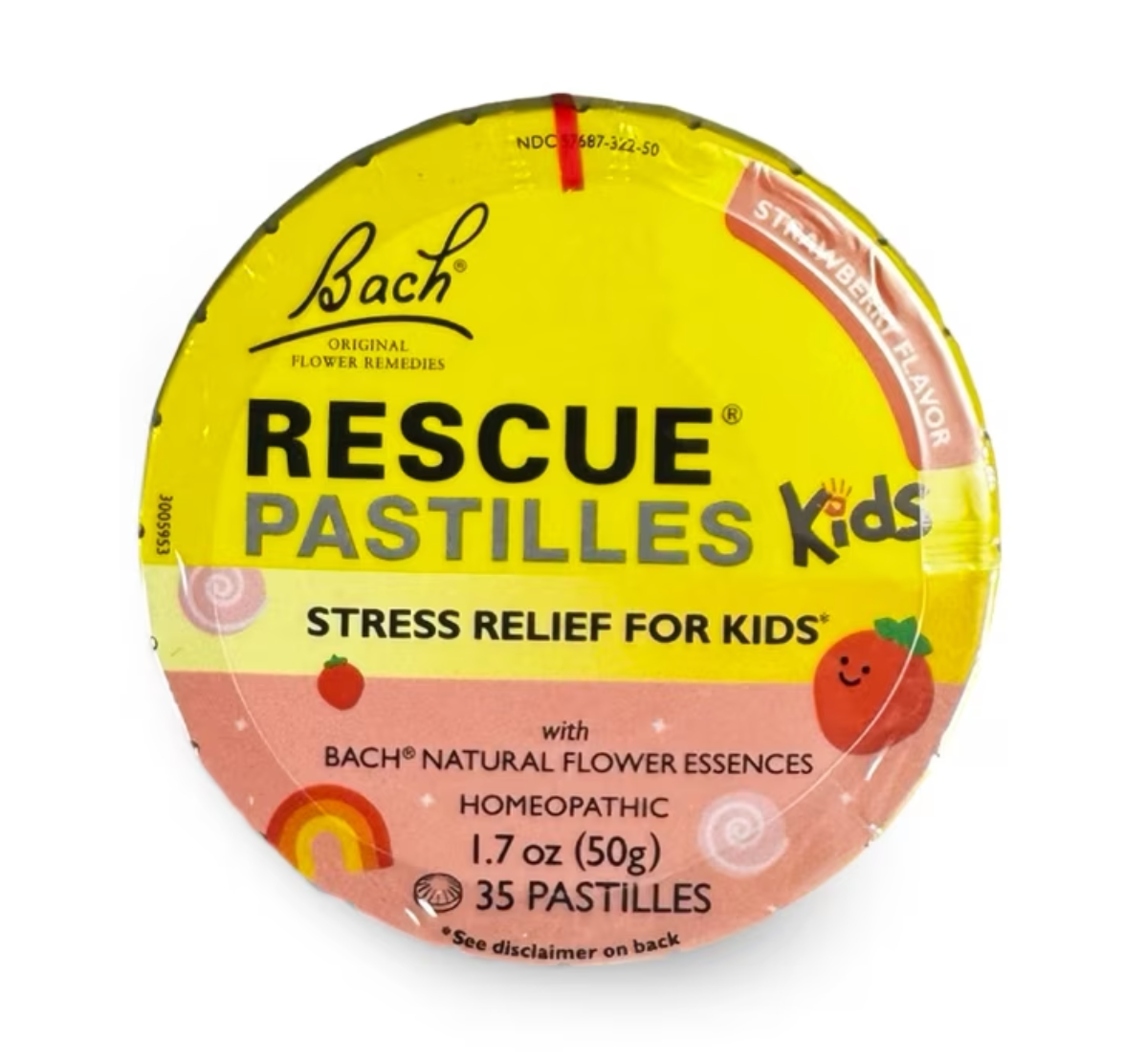 Bach Flower Remedies Kids Strawberry Rescue Remedy Pastiles  1.7oz