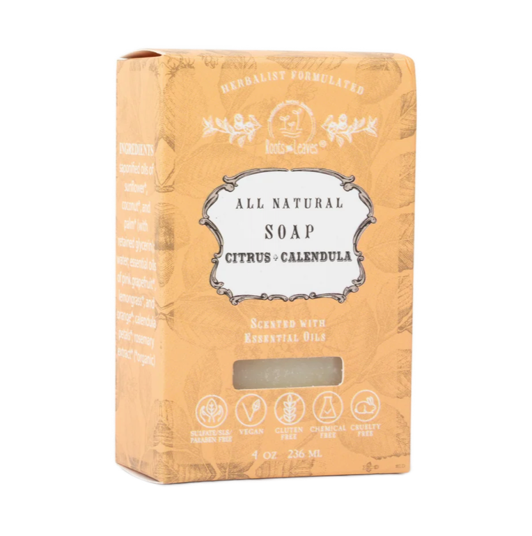 Roots & Leaves Organic Vegan "Citrus + Calendula" Bar Soap