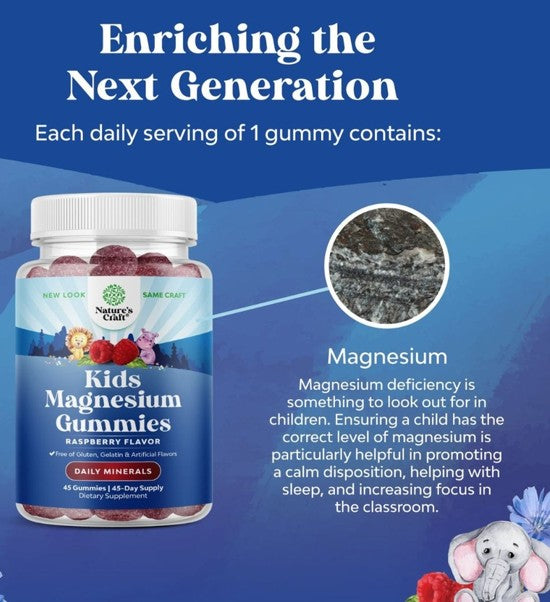 Nature's Craft Magnesium Gummies – Kid’s Wellness For Calm & Growth 90ct