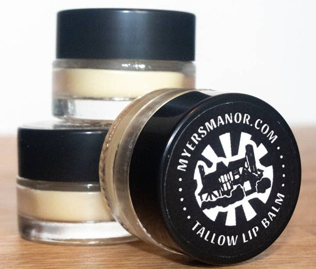 Myers Manor Grass-Fed Tallow Honey Lip Balm Glass Jar 5ml
